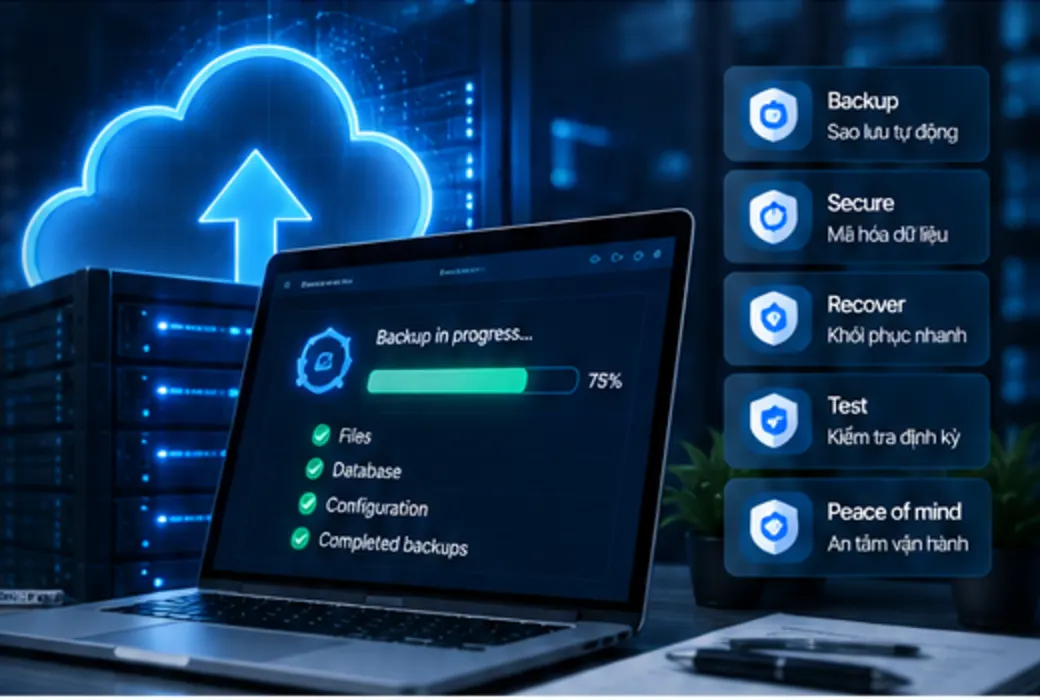 Minh họa hệ thống sao lưu và khôi phục dữ liệu website