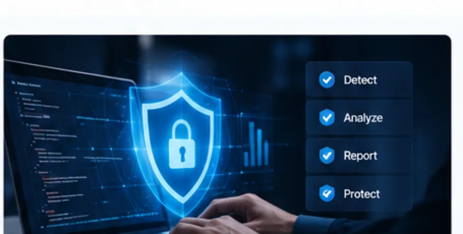 Minh họa quy trình phát hiện, phân tích, báo cáo và bảo vệ website