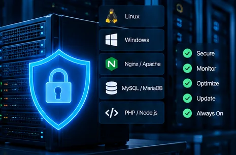 Minh họa bảo mật máy chủ Linux, Windows, Nginx, database và PHP