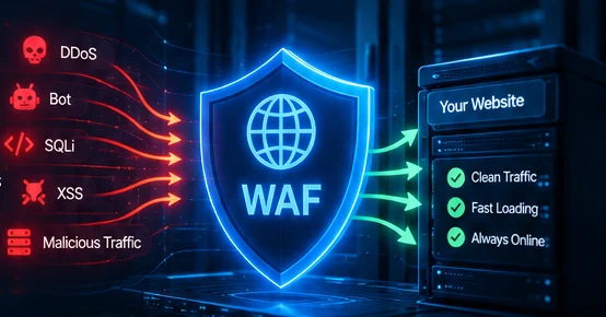 Minh họa WAF lọc traffic độc hại trước khi truy cập website