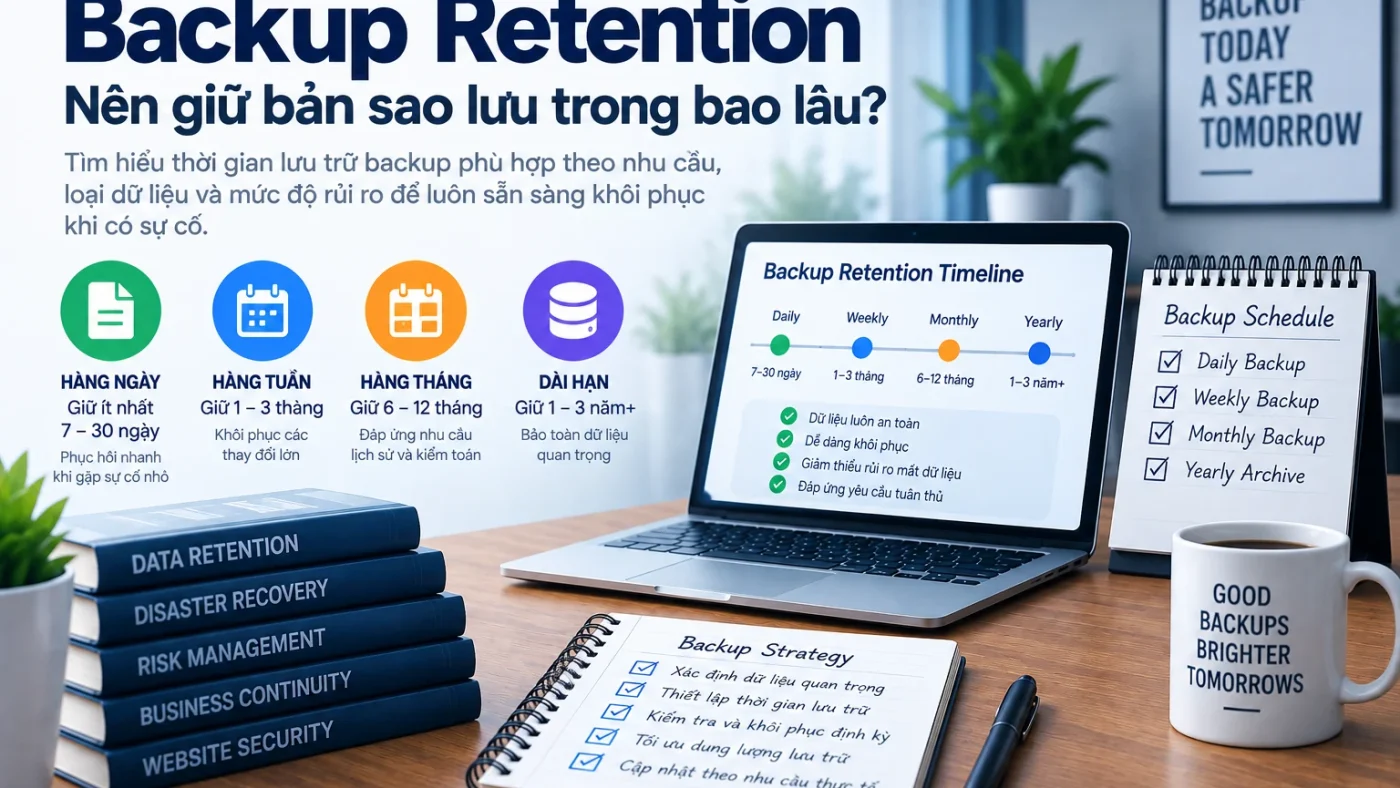 Backup Retention theo các lớp daily, weekly, monthly và long-term