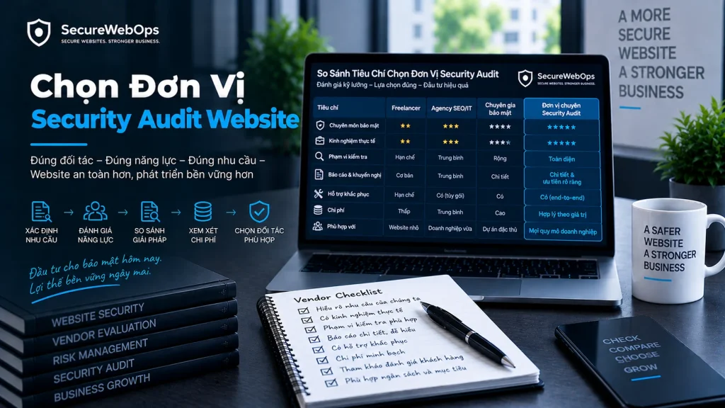 Chọn đơn vị Security Audit website với tiêu chí scope, methodology, evidence, report, retest và chi phí