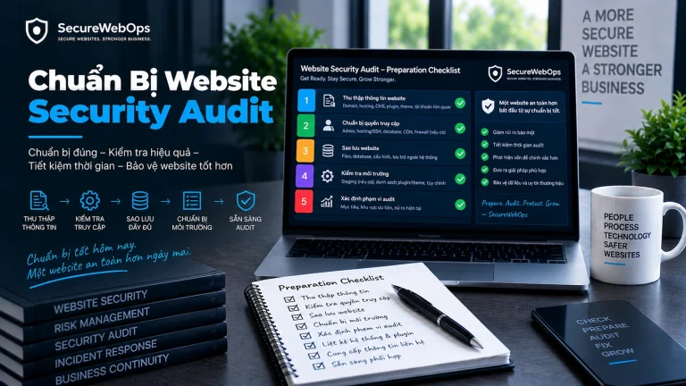 Chuẩn bị trước Website Security Audit với checklist scope, tài khoản test, backup, môi trường và liên hệ