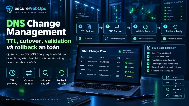 DNS Change Management TTL cutover validation và rollback an toàn