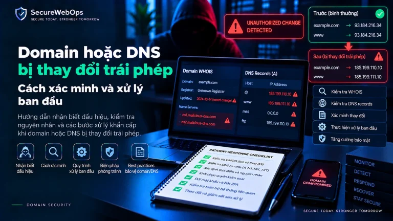 Domain hoặc DNS bị thay đổi trái phép, cách xác minh và xử lý ban đầu
