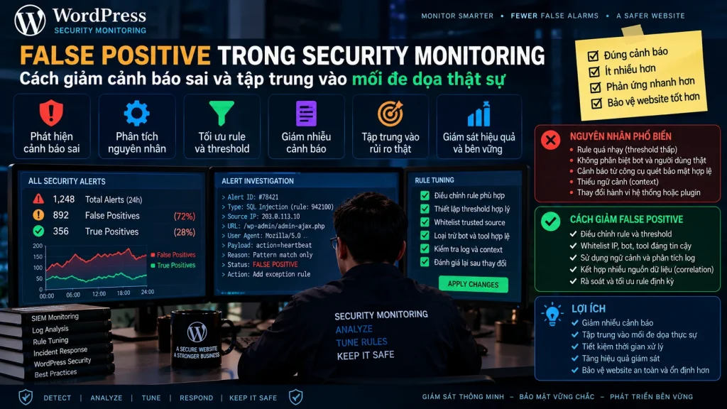 False Positive trong Security Monitoring với phân tích alert, tuning rule và giảm cảnh báo sai