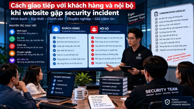 Cách giao tiếp với khách hàng và nội bộ khi website gặp security incident