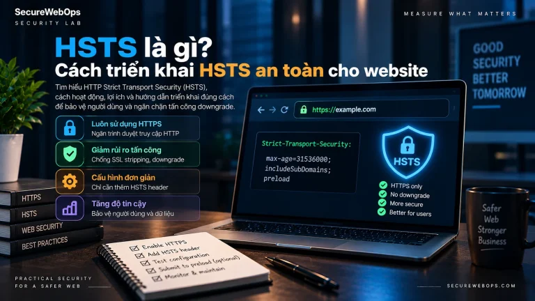 HSTS Strict-Transport-Security với HTTPS max-age includeSubDomains preload và certificate readiness