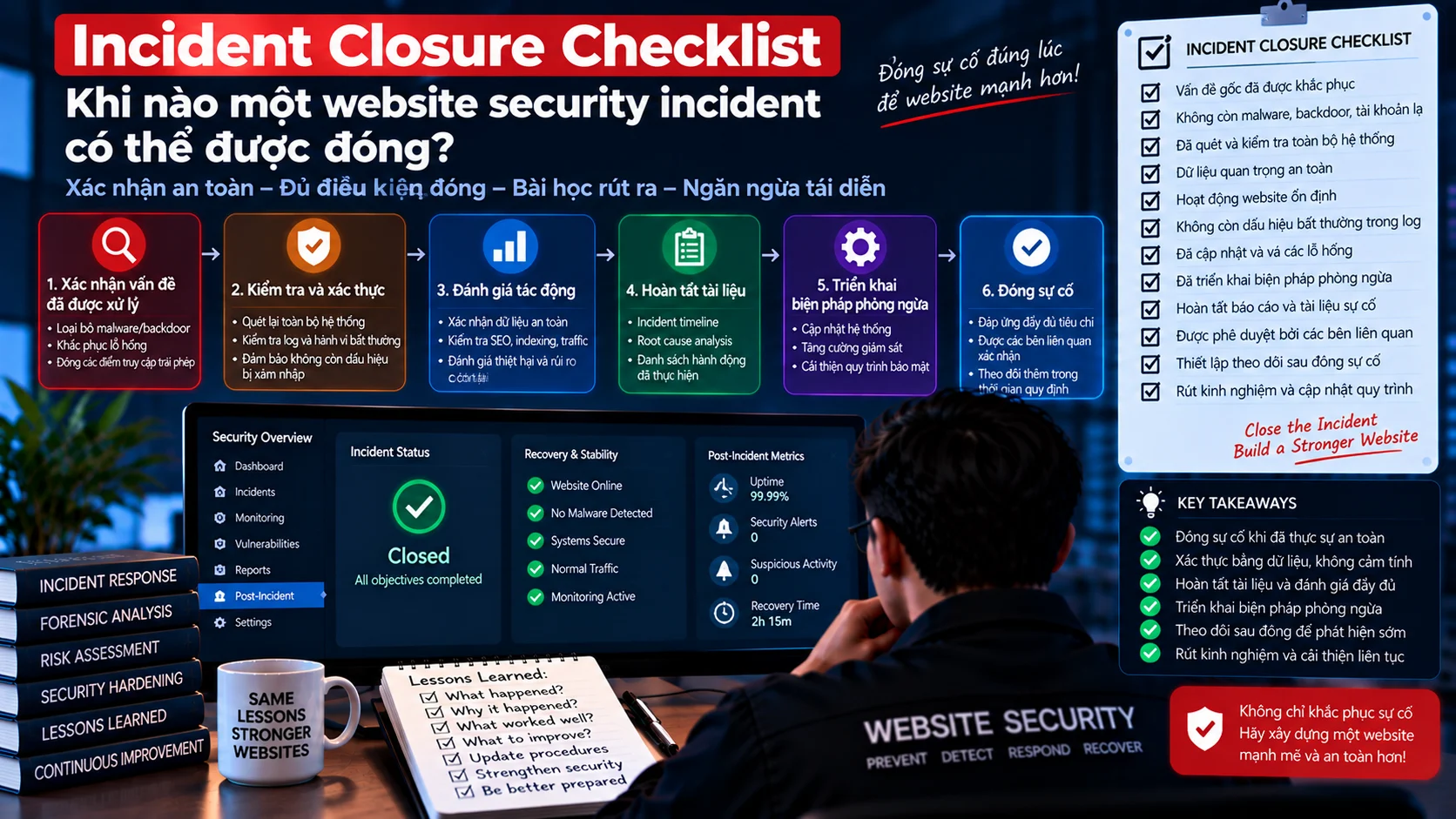 Incident Closure Checklist cho website security incident