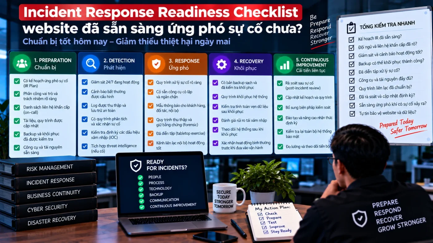 Incident Response Readiness Checklist website đã sẵn sàng ứng phó sự cố chưa