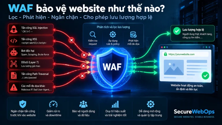 Minh họa Managed Rules và Custom Rules trong WAF lọc lưu lượng website