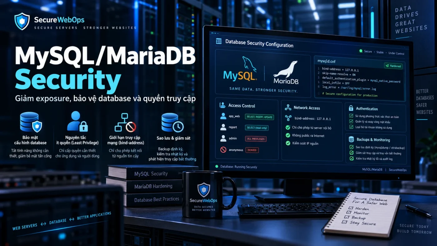 MySQL MariaDB Security - giảm exposure và bảo vệ database service trên Web Server
