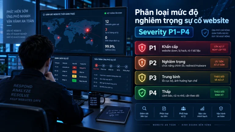Phân loại mức độ nghiêm trọng sự cố website Severity P1–P4