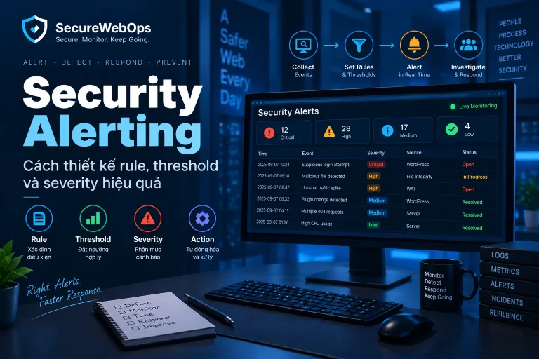 Security Alerting với dashboard cảnh báo theo rule, threshold và severity