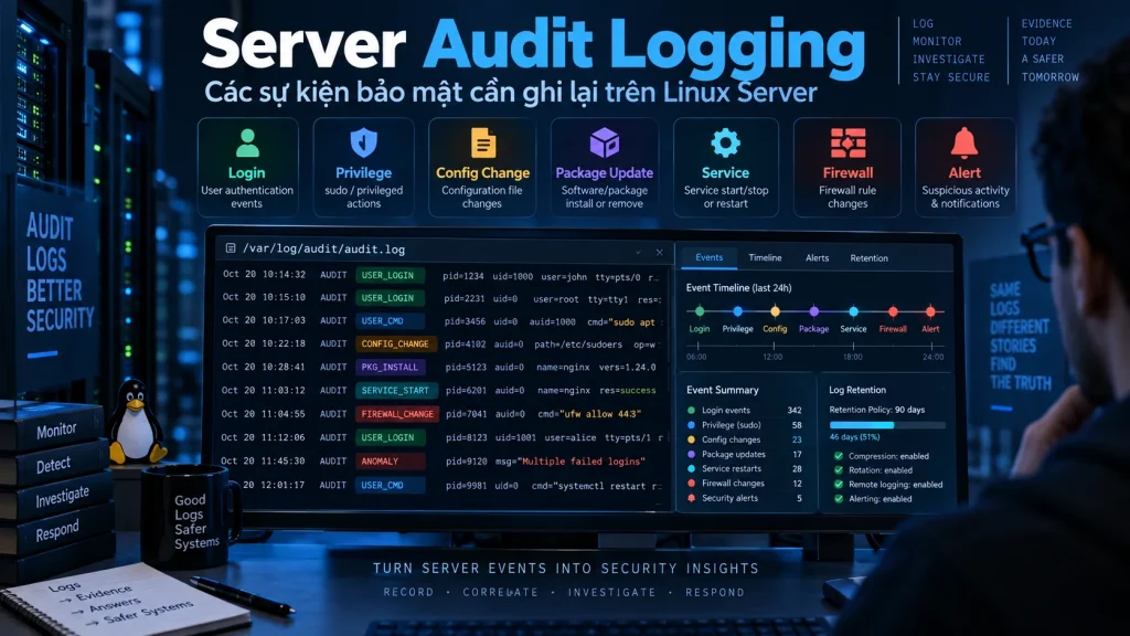 Server Audit Logging - các sự kiện bảo mật cần ghi lại trên Linux Server