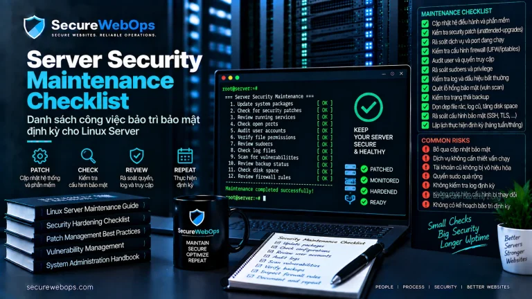 Server Security Maintenance Checklist - rà soát patch, exposure và configuration drift