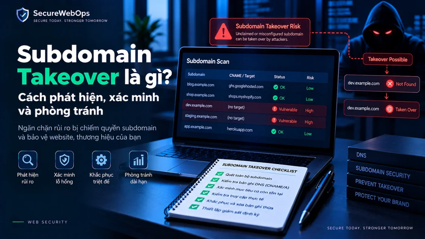 Subdomain Takeover là gì, cách phát hiện xác minh và phòng tránh