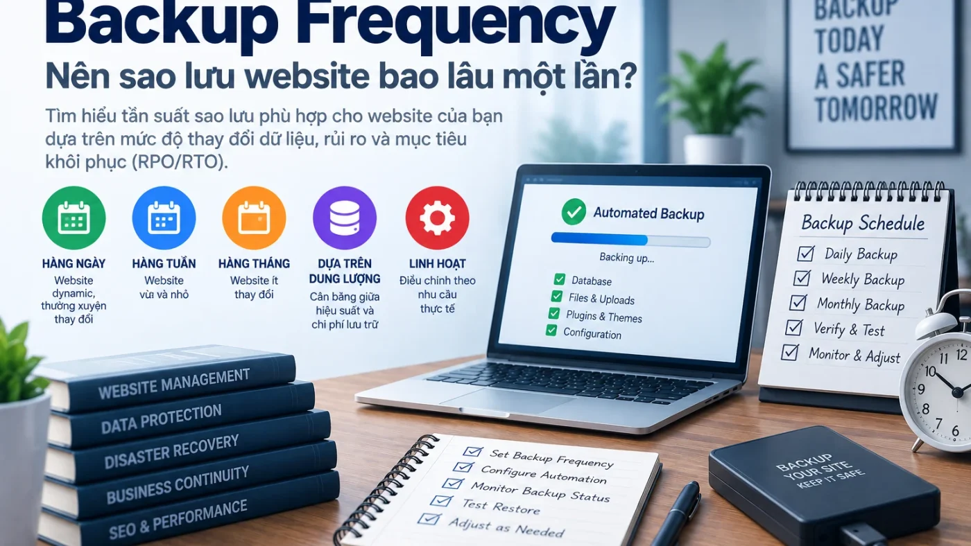 Tần suất backup website theo RPO, change rate và lịch sao lưu