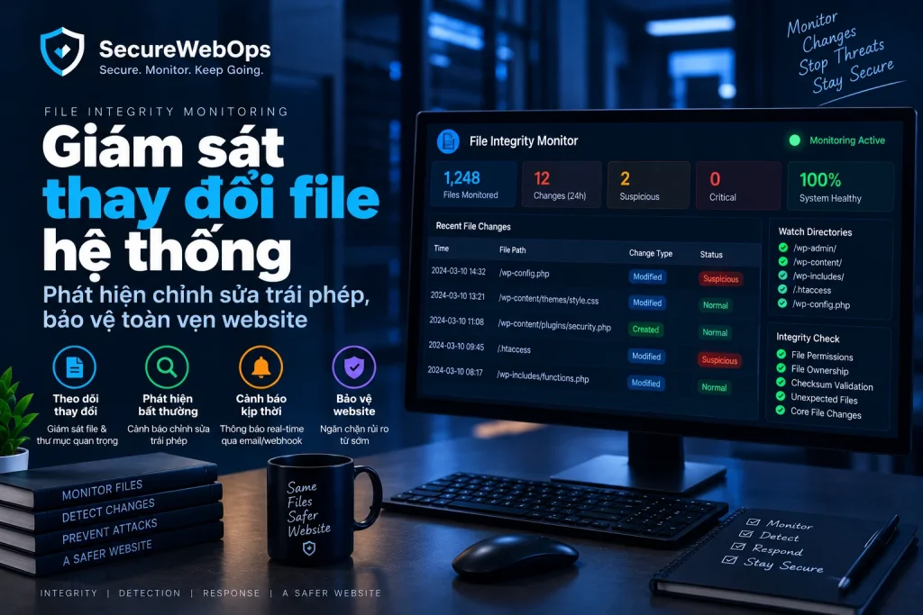 File Integrity Monitoring WordPress với dashboard phát hiện thay đổi file bất thường
