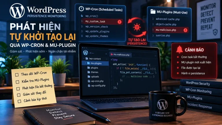 WordPress Persistence Monitoring với WP-Cron, MU-plugin và cảnh báo cơ chế tái tạo bất thường