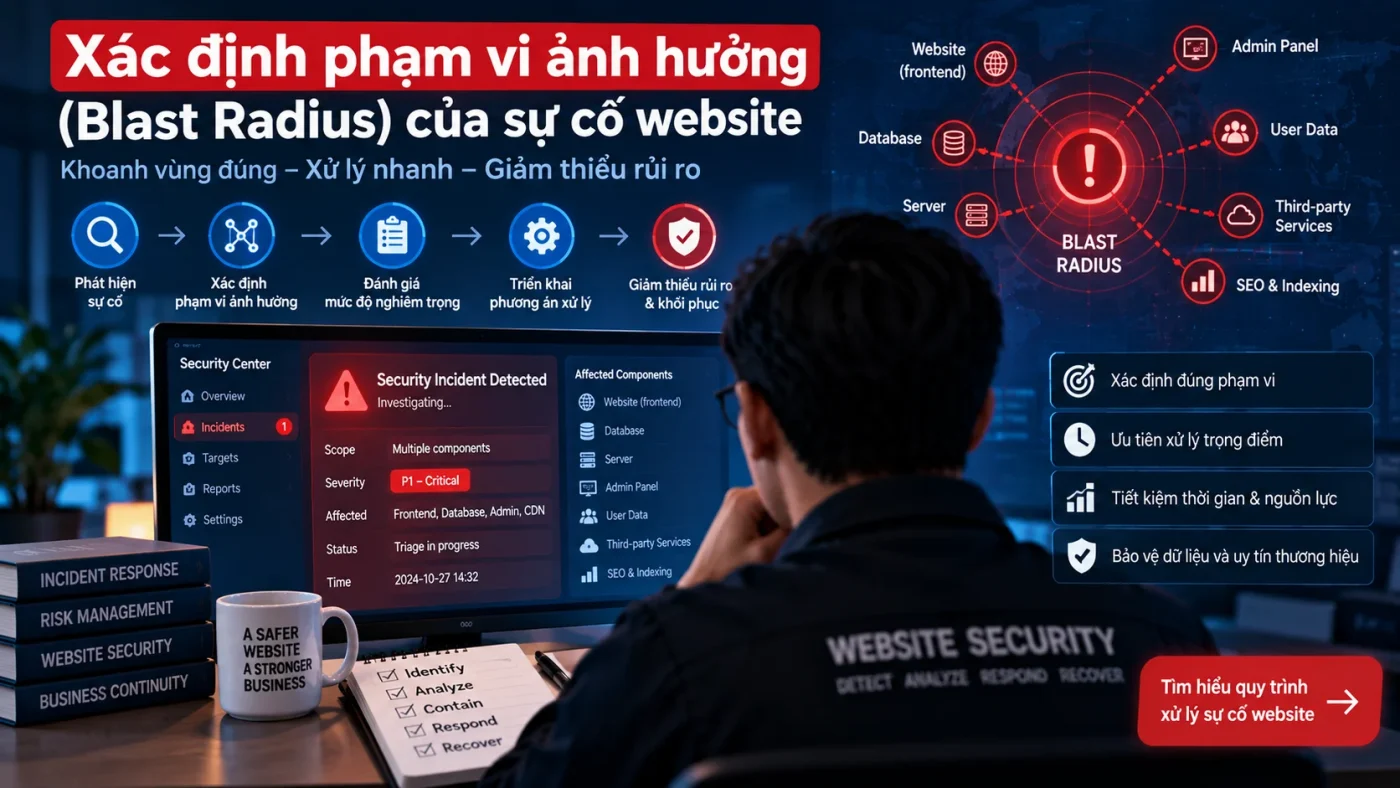 Xác định phạm vi ảnh hưởng blast radius của website security incident